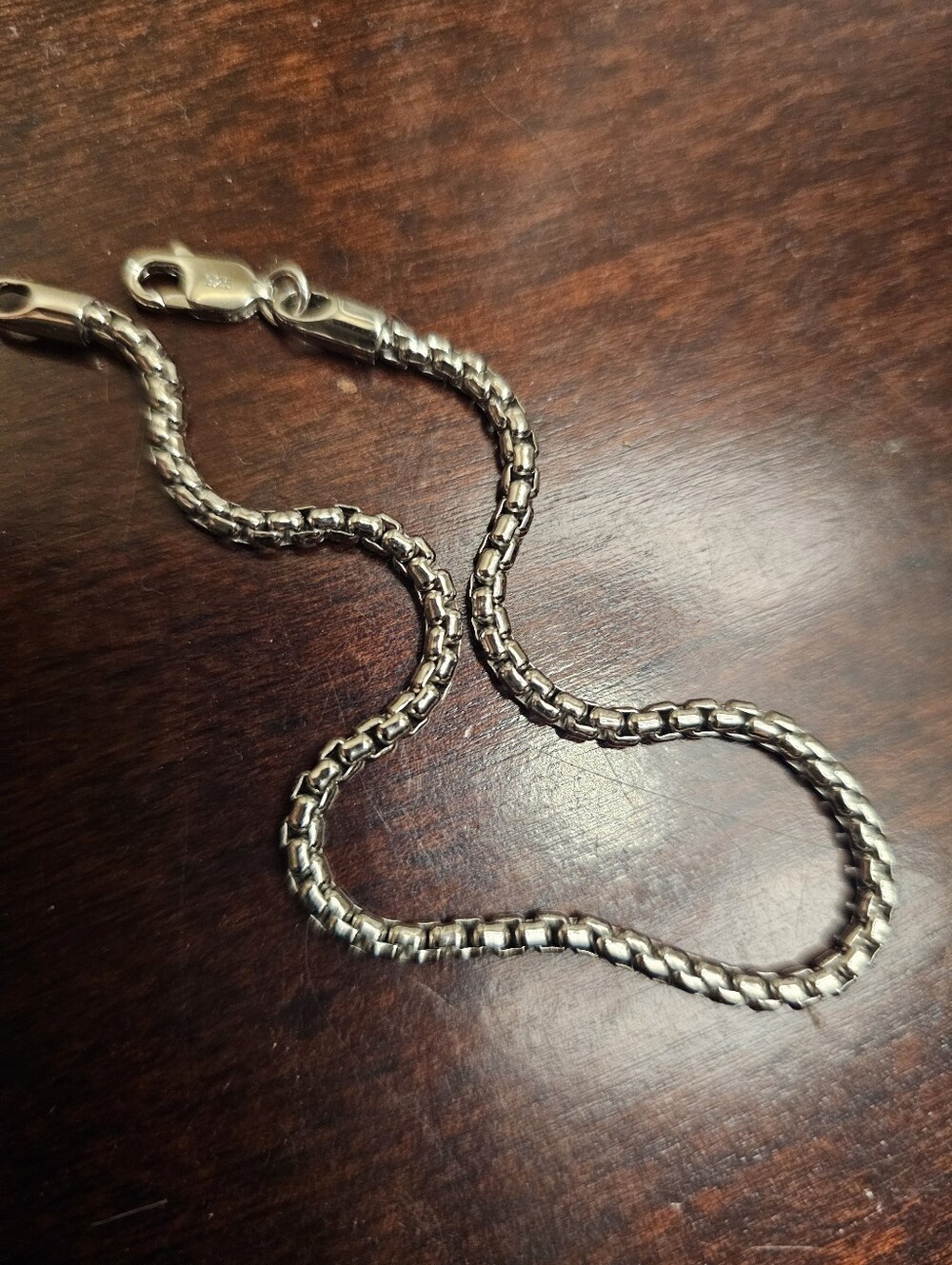 Men's Box chain bracelet 3 mm rhodium-plated sterling silver